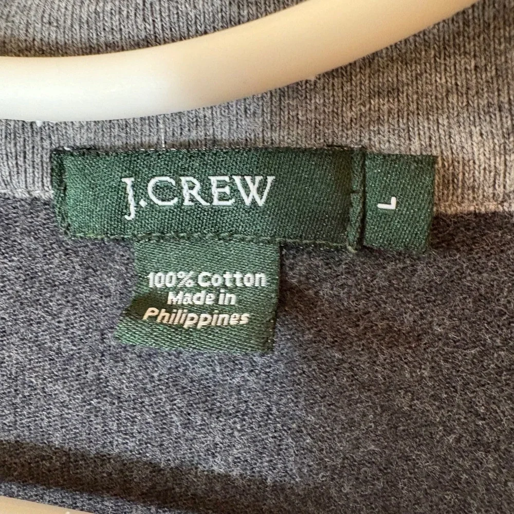 J. Crew Charcoal Gray 100% Cotton Quarter Zip Pullover Sweatshirt Size Large‎